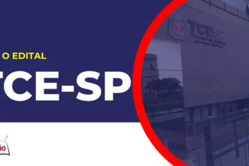 Imagem com fundo azul divulgando o Concurso TCE SP 2026
