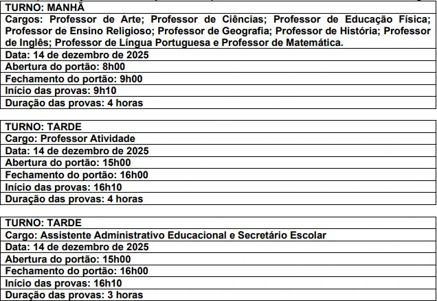 Turnos das provas do concurso Prefeitura de Arapiraca!