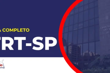 Imagem com fundo azul divulgando o Concurso TRT SP