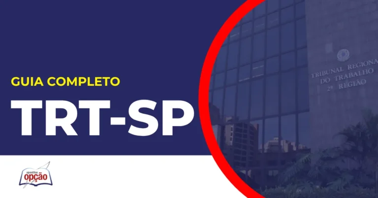 Imagem com fundo azul divulgando o Concurso TRT SP
