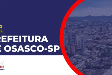 Imagem com fundo azul divulgando o Concurso Prefeitura de Osasco SP