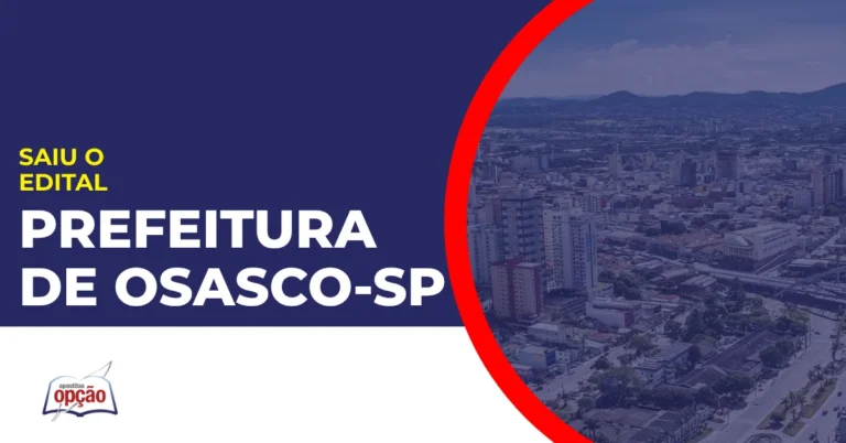 Imagem com fundo azul divulgando o Concurso Prefeitura de Osasco SP