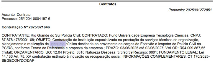 banca do concurso Polícia Civil RS