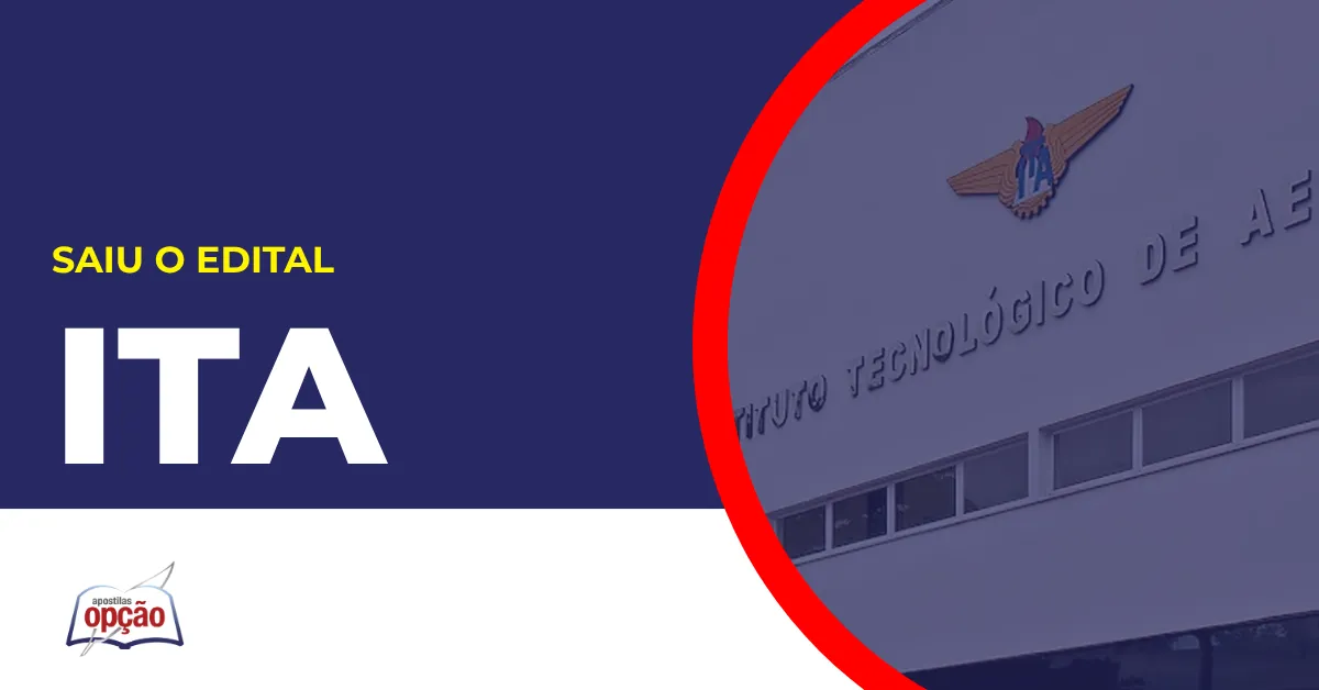 Imagem com fundo azul divulgando o Concurso ITA