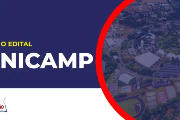 Imagem com fundo azul divulgando o Concurso Unicamp