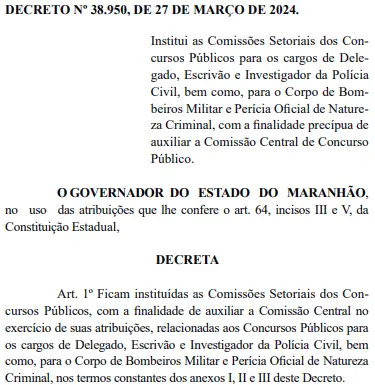 comissão e vagas do Concurso Polícia Civil MA