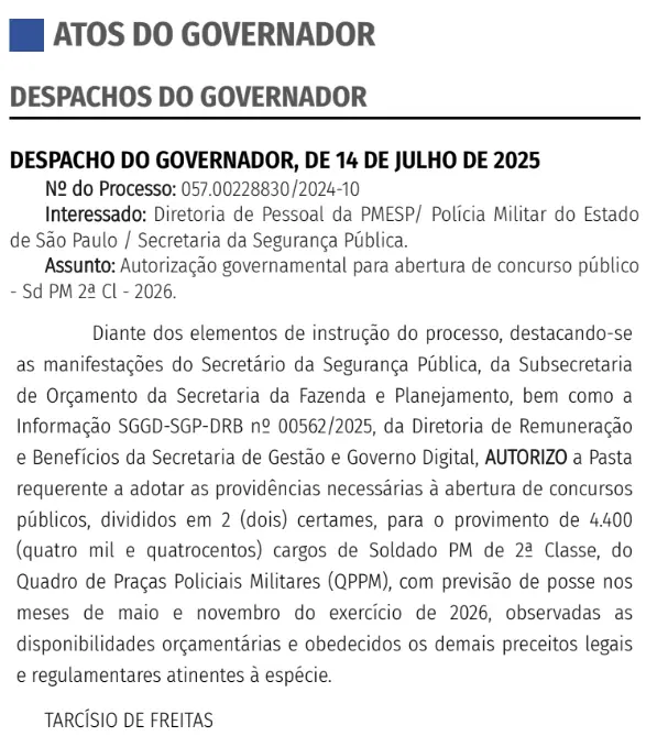 concurso pm sp soldado autorizado