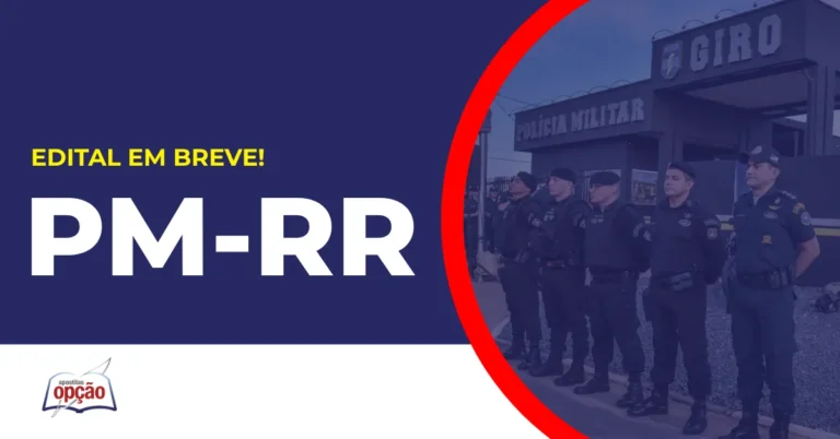 Imagem com fundo azul divulgando o Concurso PM RR