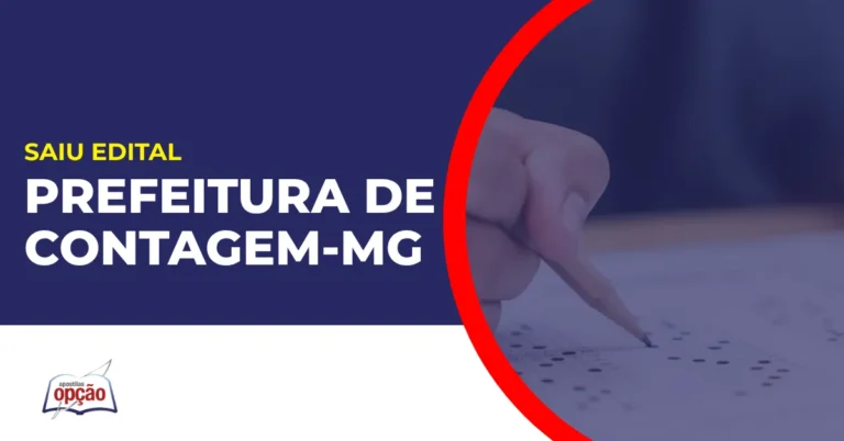 Imagem com fundo azul divulgando o Concurso Prefeitura de Contagem MG