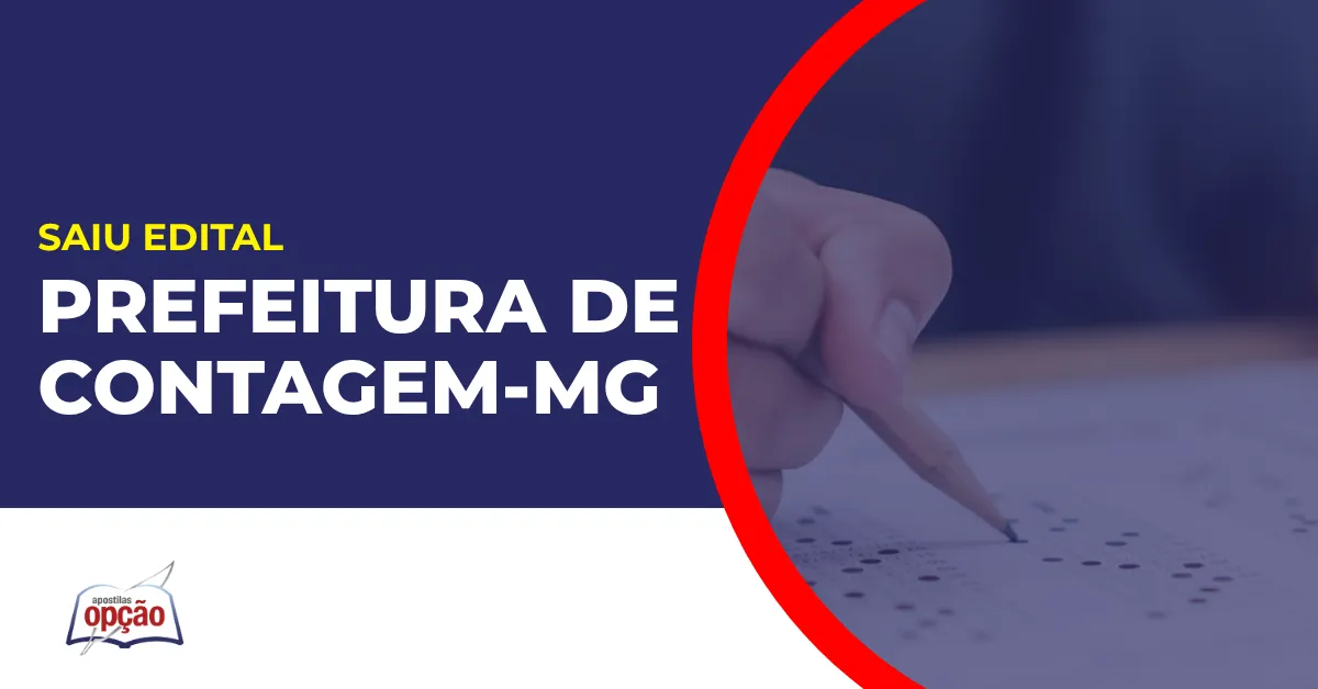 Imagem com fundo azul divulgando o Concurso Prefeitura de Contagem MG