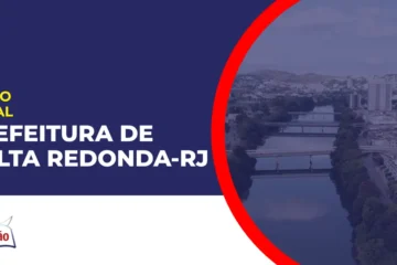 Imagem com fundo azul divulgando o Concurso Prefeitura de Volta Redonda RJ
