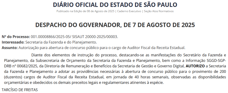 Concurso Sefaz SP Auditor está autorizado