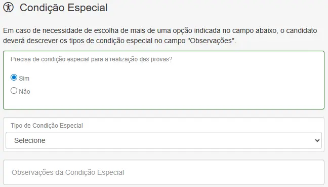 como pedir condição especial no concurso tj sp