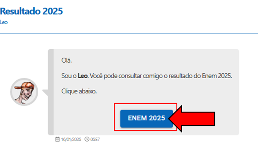 Passo 4: Selecione o ano de 2025 ENEM. Concurso 2026