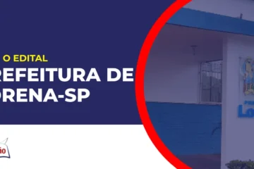 Imagem com fundo azul divulgando o Concurso Prefeitura de Lorena SP