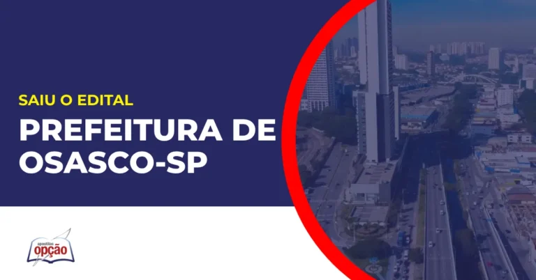 Imagem com fundo azul divulgando o Concurso Prefeitura de Osasco SP