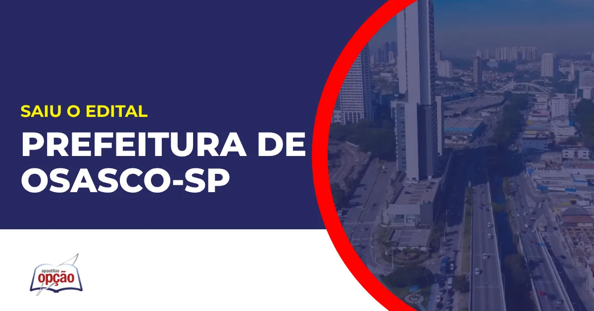 Imagem com fundo azul divulgando o Concurso Prefeitura de Osasco SP