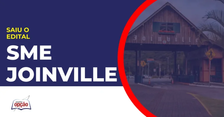 Imagem com fundo azul divulgando o Concurso SME Joinville
