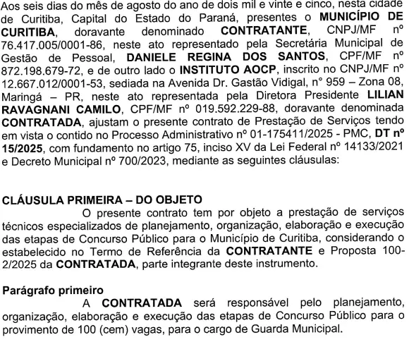 Instituto AOCP será a banca do concurso Prefeitura de Curitiba!