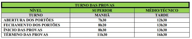 Tabela de horários do concurso Prefeitura de Monteiro!