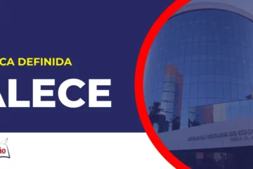 Imagem com fundo azul divulgando o Concurso Alece
