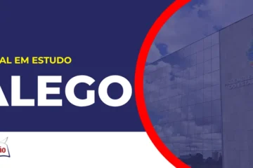 Imagem com fundo azul divulgando o Concurso Alego