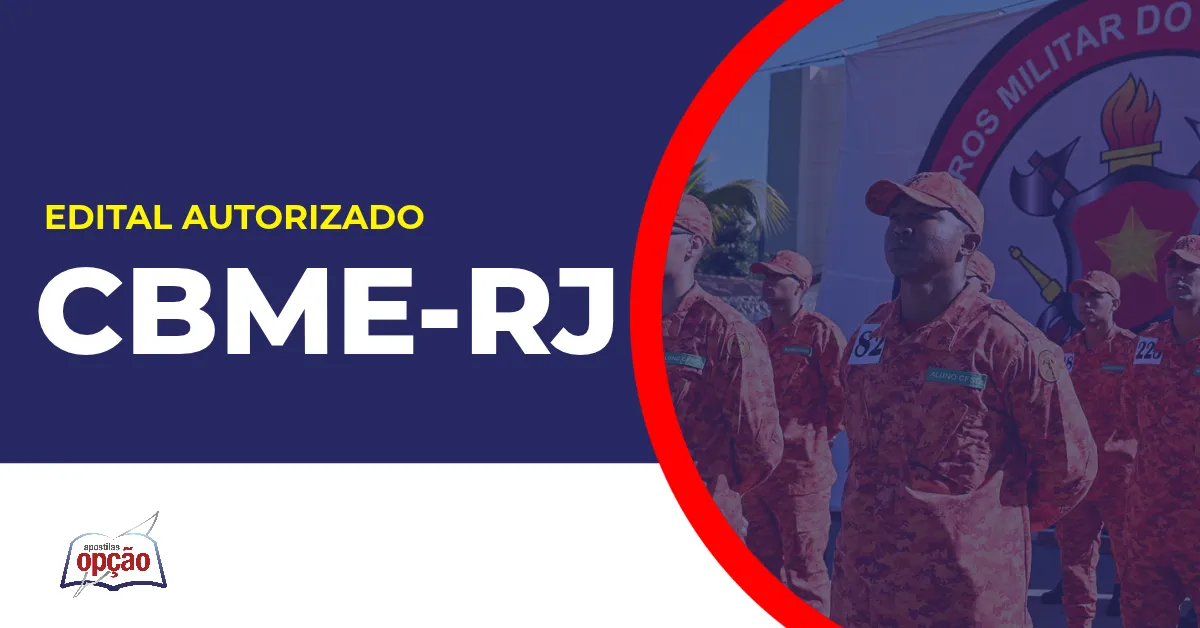 Imagem com fundo azul divulgando o Concurso CBMERJ