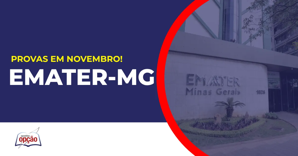 Imagem com fundo azul divulgando o Concurso Emater MG