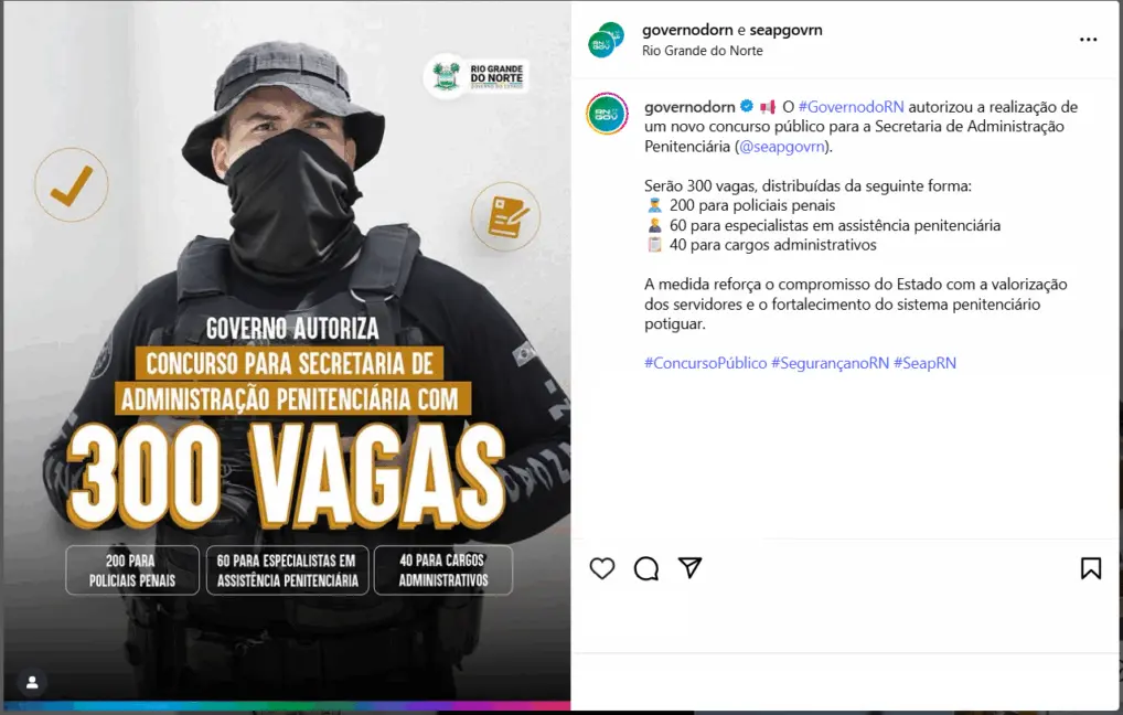 Está autorizado o novo concurso Polícia Penal RN