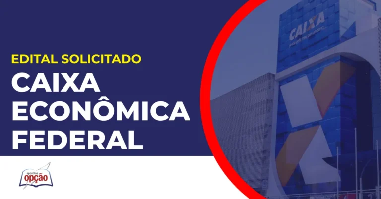 Imagem com fundo azul divulgando o Concurso Caixa 2026