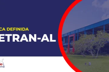 Imagem com fundo azul divulgando o Concurso Detran AL