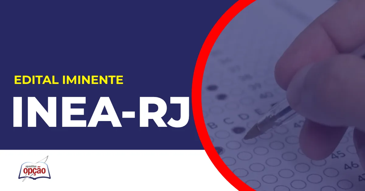 Imagem com fundo azul divulgando o Concurso Inea RJ