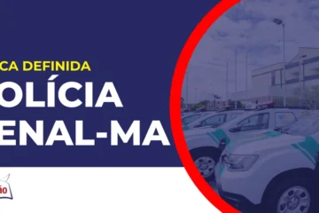 Imagem com fundo azul divulgando o Concurso Polícia Penal MA