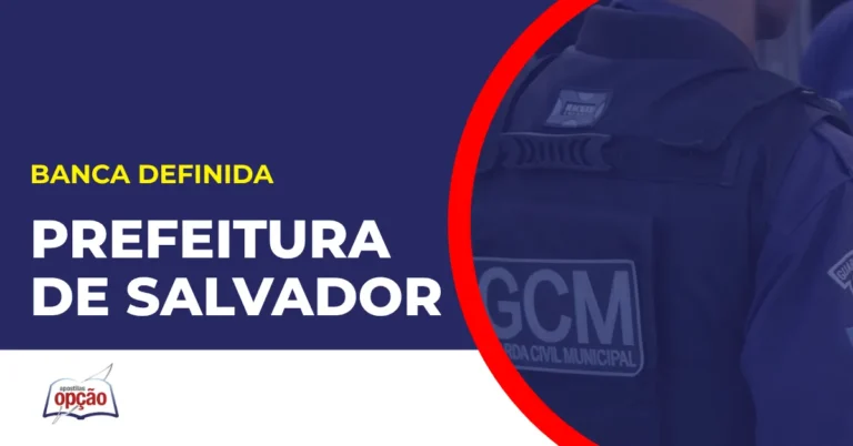Imagem com fundo azul divulgando o Concurso Prefeitura de Salvador