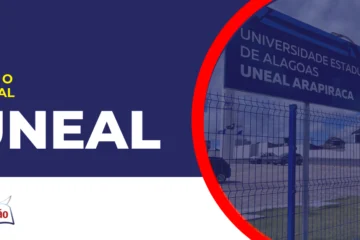 Imagem com fundo azul divulgando o Concurso Uneal