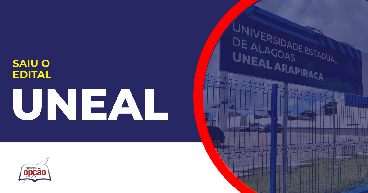 Imagem com fundo azul divulgando o Concurso Uneal