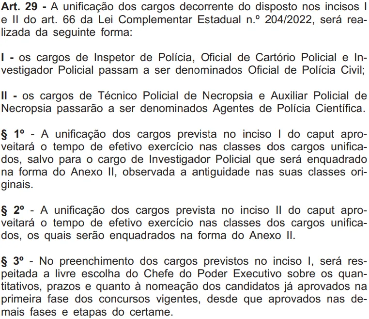 Documento que oficializa a unificação dos cargos do concurso PC RJ 2026