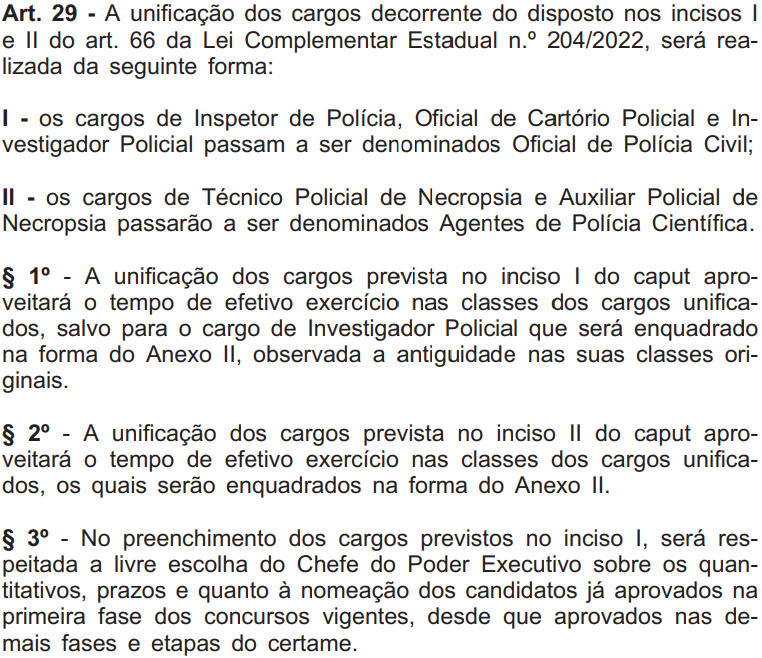 Imagem retira do DOE RJ reestruturação dos cargos PC RJ. Concurso PC RJ.