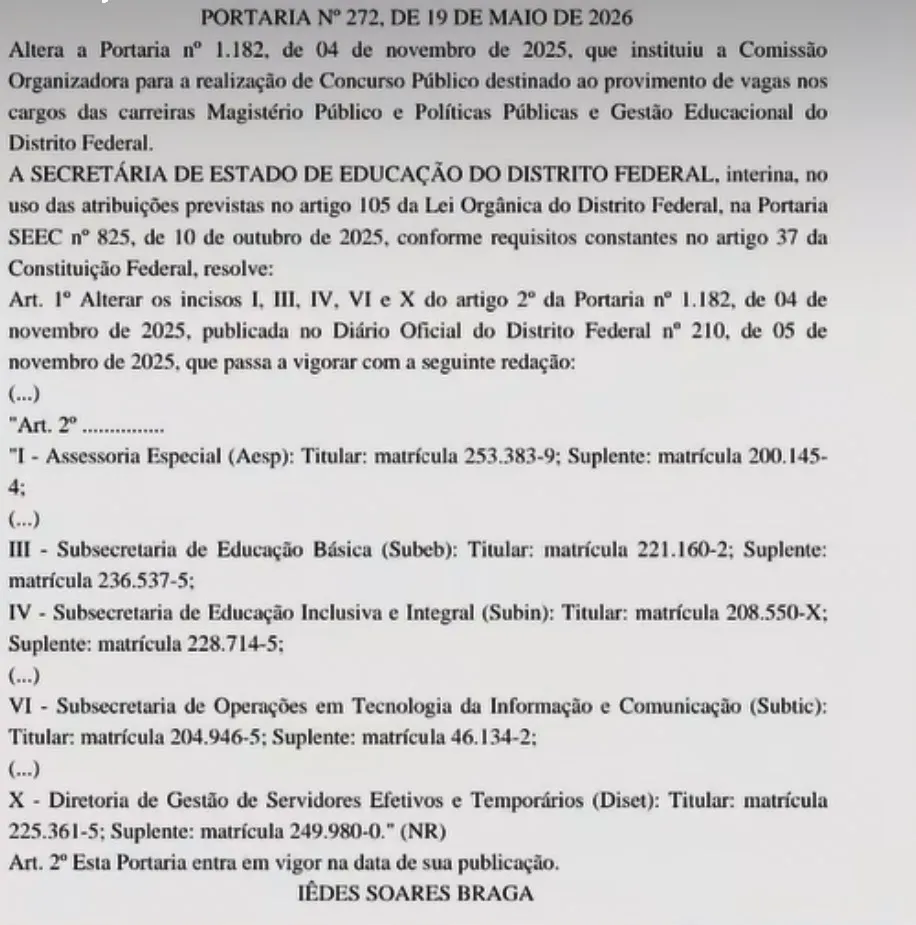 Concurso SEDF: Comissão formada!