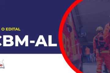 Imagem com fundo azul divulgando Concurso Bombeiros AL