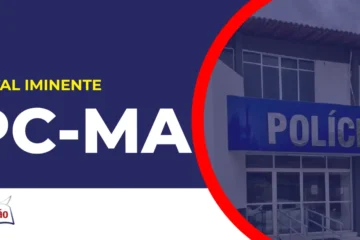 Imagem com fundo azul divulgando o Concurso PC MA