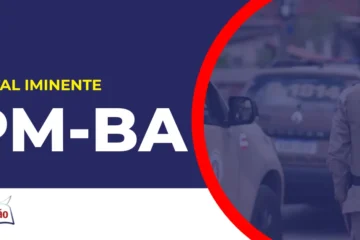 Imagem com fundo azul divulgando o Concurso PM BA 2026