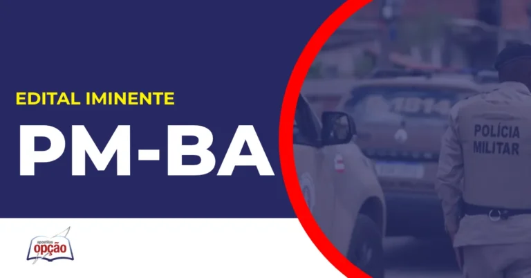 Imagem com fundo azul divulgando o Concurso PM BA 2026