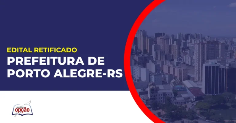 Imagem com fundo azul divulgando o Concurso Prefeitura de Porto Alegre RS