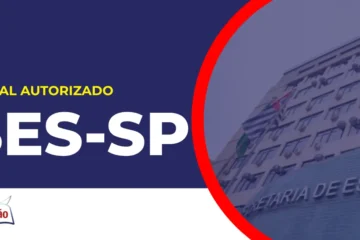 Imagem com fundo azul divulgando o Concurso SES SP
