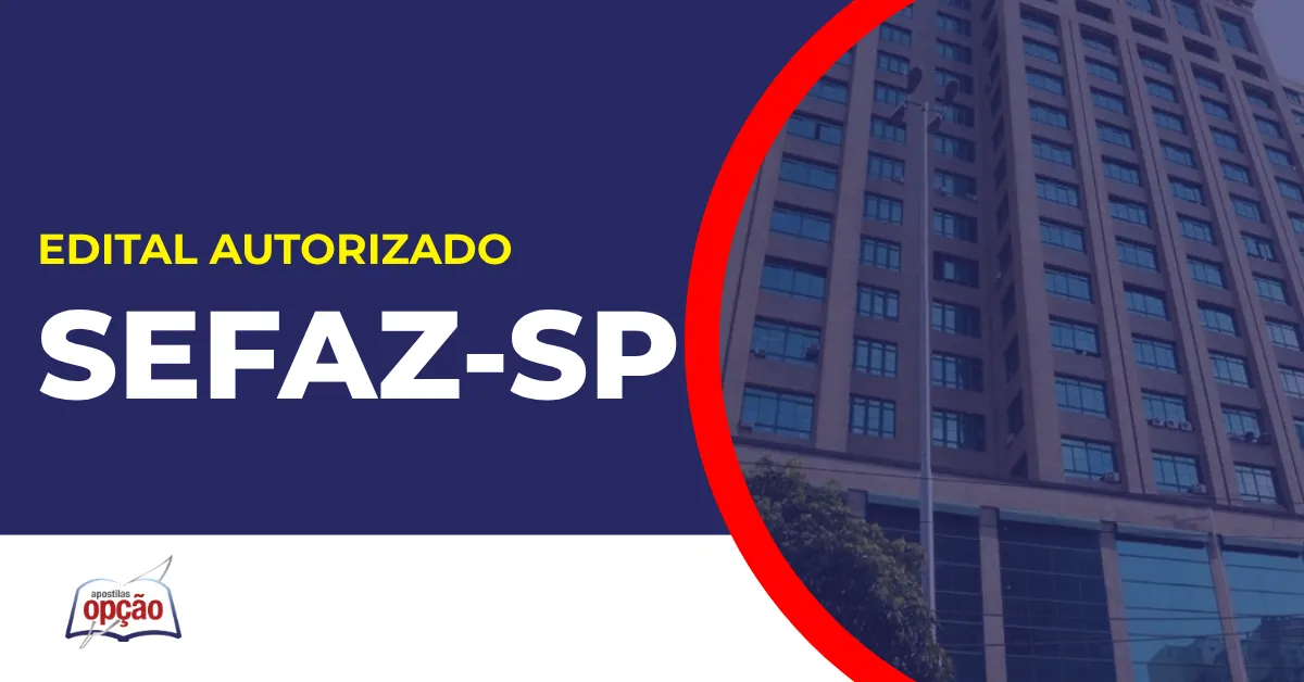 Imagem com fundo azul divulgando o Concurso Sefaz SP