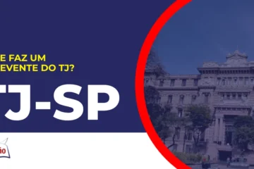 Imagem com fundo azul divulgando o Concurso TJ SP