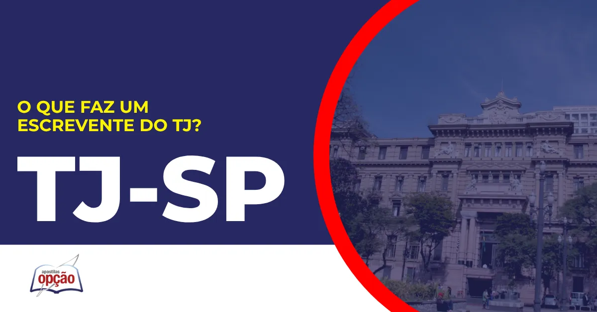 Imagem com fundo azul divulgando o Concurso TJ SP