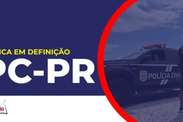 Imagem com fundo azul divulgando o concurso PC PR