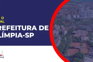 Imagem com fundo azul divulgando o Concurso Prefeitura de Olímpia